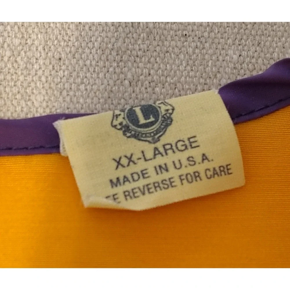 Vintage Lions Club International Vest Angleton Noon Yellow Purple Men XXL USA CC